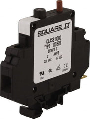 Square D - 2 Amp, 250 VAC, 65 VDC, 1 Pole, DIN Rail Mount Circuit Protector - Thermal Magnetic Trip, 16-10 AWG, 64mm Deep x 80mm High x - Exact Tooling