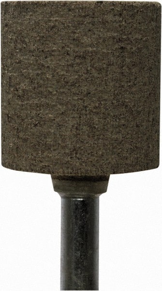 Tru-Maxx - 1" Head Diam x 1" Thickness, W220, Cylinder End, Zirconia Alumina Mounted Point - Gray, Coarse Grade, 80 Grit, 25,500 RPM - Exact Tooling