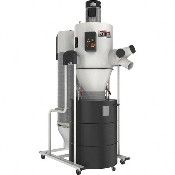 Jet - 1µm, 230 Volt Portable Dust Collector with Filter - 30-7/16" Long x 57" Deep x 88" High, 4" Connection Diam, 5,609' per min Air Flow - Exact Tooling