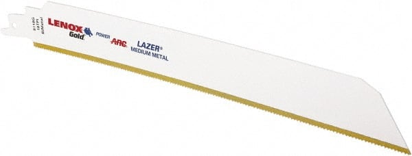 Lenox - 9" Long x 1" Thick, Bi-Metal Reciprocating Saw Blade - Tapered Profile, 18 TPI, Toothed Edge, Universal Shank - Exact Tooling