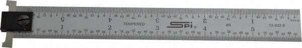SPI - 6" Long, 1/64, 1/32, 1/16, 1/8" Graduation, Tool Steel Rule - 4R Graduation Style, 3/4" Wide, Silver, Satin Chrome Finish - Exact Tooling