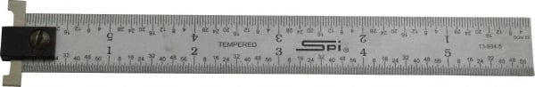 SPI - 6" Long, 1/64, 1/32" and 0.5, 1mm Graduation, Tool Steel Rule - English/Metric Graduation Style, 3/4" Wide, Silver, Satin Chrome Finish - Exact Tooling