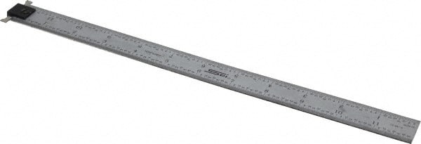 SPI - 12" Long, 1/64, 1/32" and 0.5, 1mm Graduation, Tool Steel Rule - English/Metric Graduation Style, 1" Wide, Silver, Satin Chrome Finish - Exact Tooling