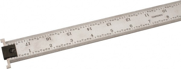 SPI - 18" Long, 1/64, 1/32, 1/16, 1/8" Graduation, Tool Steel Rule - 4R Graduation Style, 1-1/8" Wide, Silver, Satin Chrome Finish - Exact Tooling