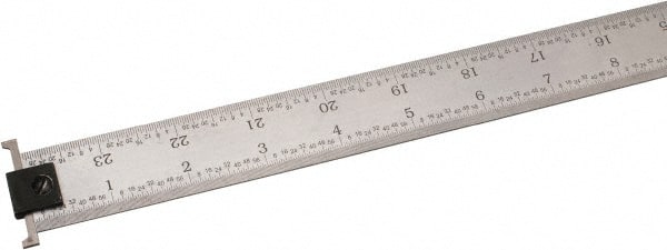 SPI - 24" Long, 1/64, 1/32, 1/16, 1/8" Graduation, Tool Steel Rule - 4R Graduation Style, 1-1/8" Wide, Silver, Satin Chrome Finish - Exact Tooling