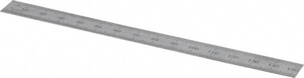 SPI - 6" Long, 1/64, 1/32" and 0.5, 1mm Graduation, Flexible Steel Rule - English/Metric Graduation Style, 1/2" Wide, Silver, Satin Chrome Finish - Exact Tooling