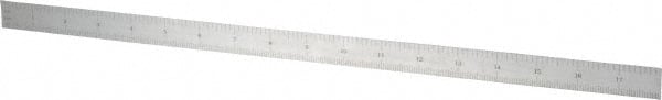 SPI - 18" Long, 1/64, 1/32, 1/16, 1/8" Graduation, Flexible Steel Rule - 4R Graduation Style, 3/4" Wide, Silver, Satin Chrome Finish - Exact Tooling