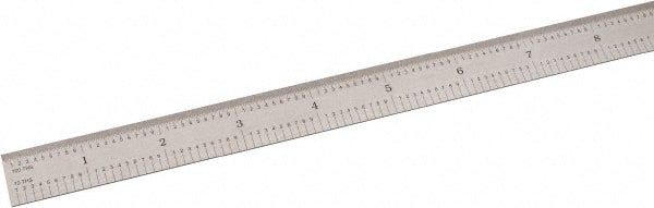 SPI - 24" Long, 1/100, 1/64, 1/32, 1/10" Graduation, Flexible Steel Rule - 5R Graduation Style, 3/4" Wide, Silver, Satin Chrome Finish - Exact Tooling