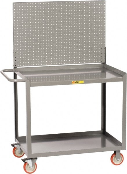 Little Giant - 1,200 Lb Capacity, 2 Shelf Mobile Workbench with Pegboard Panel - 48" Wide x 24" Deep x 60" High, Steel - Exact Tooling