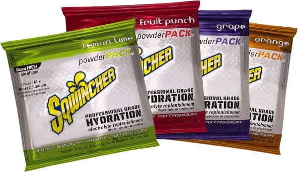 Sqwincher - 2.5 Gal Pack Assorted Flavors Activity Drink - Powdered, Yields 2.2 Gal - Exact Tooling