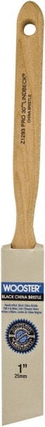 Wooster Brush - 1" Angled Hog Sash Brush - 2-3/16" Bristle Length, 8" Maple Fluted Handle - Exact Tooling