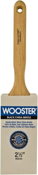 Wooster Brush - 2-1/2" Flat Hog Sash Brush - 3-3/16" Bristle Length, 6-1/8" Maple Fluted Handle - Exact Tooling