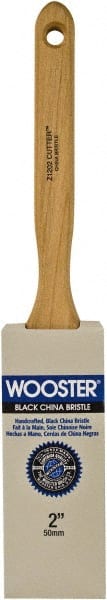 Wooster Brush - 2" Flat Hog Sash Brush - 2-15/16" Bristle Length, 6-1/8" Maple Fluted Handle - Exact Tooling