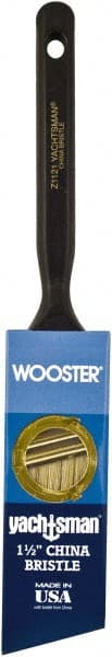 Wooster Brush - 1-1/2" Angled Hog Sash Brush - 2-3/16" Bristle Length, 6-1/4" Plastic Fluted Handle - Exact Tooling