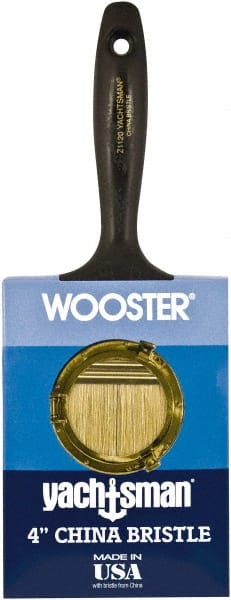 Wooster Brush - 4" Flat Hog Wall Brush - 3-3/16" Bristle Length, 6-1/4" Plastic Beavertail Handle - Exact Tooling