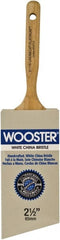 Wooster Brush - 2-1/2" Angled Hog Varnish Brush - 2-15/16" Bristle Length, 6-1/2" Maple Dowel Handle - Exact Tooling
