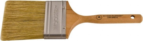 Wooster Brush - 3" Flat Hog Varnish Brush - 3-3/16" Bristle Length, 5-1/2" Maple Dowel Handle - Exact Tooling