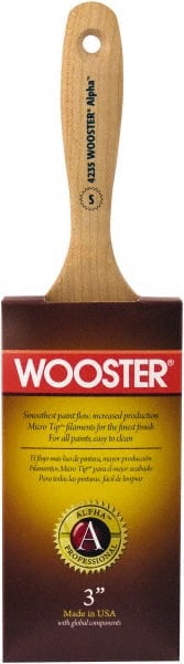 Wooster Brush - 3" Oval Synthetic Varnish Brush - 3-7/16" Bristle Length, 6-1/4" Maple Beavertail Handle - Exact Tooling