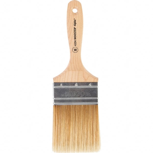 Wooster Brush - 3" Flat Synthetic Wall Brush - 3-7/16" Bristle Length, 6-1/4" Maple Beavertail Handle - Exact Tooling