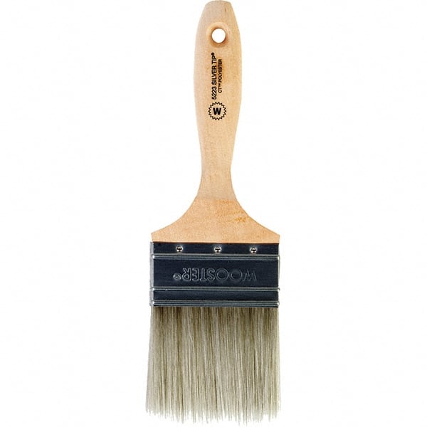 Wooster Brush - 3" Flat Synthetic Wall Brush - 3-3/16" Bristle Length, 5-11/16" Wood Beavertail Handle - Exact Tooling