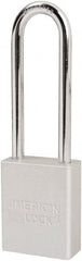 American Lock - Keyed Different Conductive Lockout Padlock - 3" Shackle Clearance, 1/4" Shackle Diam, 1.8" Body Height x 1-1/2" Body Width, Silver, 6 Pins - Exact Tooling
