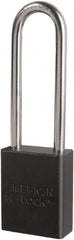 American Lock - Keyed Different Conductive Lockout Padlock - 3" Shackle Clearance, 1/4" Shackle Diam, 1.8" Body Height x 3/4" Body Width, Black, 6 Pins - Exact Tooling