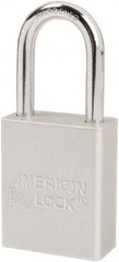 American Lock - Keyed Different Conductive Lockout Padlock - 1-1/2" Shackle Clearance, 1/4" Shackle Diam, 1.8" Body Height x 1-1/2" Body Width, Silver, 6 Pins - Exact Tooling