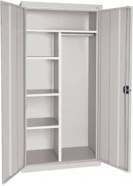 Sandusky Lee - 5 Shelf Combination Storage Cabinet - Steel, 46" Wide x 24" Deep x 72" High, Dove Gray - Exact Tooling