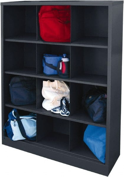 Sandusky Lee - 4 Shelf, Closed Shelving Cubby Cabinet - 46 Inch Wide x 18 Inch Deep x 66 Inch High, Charcoal - Exact Tooling