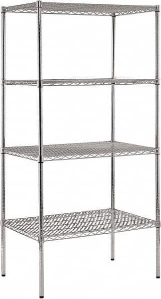 Sandusky Lee - 4 Shelf Wire Shelving Unit - 36" Wide x 24" Deep x 74" High, - Exact Tooling