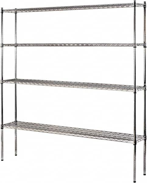 Sandusky Lee - 4 Shelf Wire Shelving Unit - 72" Wide x 12" Deep x 74" High, - Exact Tooling