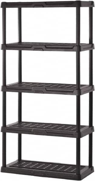 Sandusky Lee - 72" High x 36" Wide x 24" Deep, 5 Shelf Polyurethane Utility Plastic Shelving - Black, 150 Lb Capacity - Exact Tooling