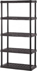 Sandusky Lee - 72" High x 36" Wide x 24" Deep, 5 Shelf Polyurethane Utility Plastic Shelving - Black, 150 Lb Capacity - Exact Tooling