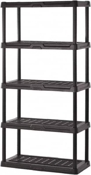 Sandusky Lee - 72" High x 36" Wide x 18" Deep, 5 Shelf Polyurethane Utility Plastic Shelving - Black, 150 Lb Capacity - Exact Tooling