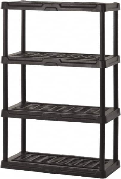 Sandusky Lee - 56" High x 36" Wide x 18" Deep, 4 Shelf Polyurethane Utility Plastic Shelving - Black, 150 Lb Capacity - Exact Tooling