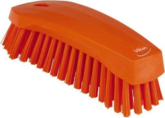 Vikan - 1.3" Bristle Length, Polyester Scrub Brush - 3" Wide Head, 8" OAL, Orange, Polypropylene Block - Exact Tooling