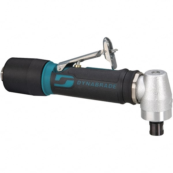 Dynabrade - 1/4" Collet, Angle Handle, Air Angle Die Grinder - 12,000 RPM, Rear Exhaust, 23 CFM, 0.4 hp, 90 psi, 1/4 NPT Inlet - Exact Tooling