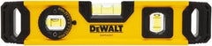 DeWALT - Magnetic 9" Long 2 Vial Torpedo Level - Aluminum, Yellow - Exact Tooling