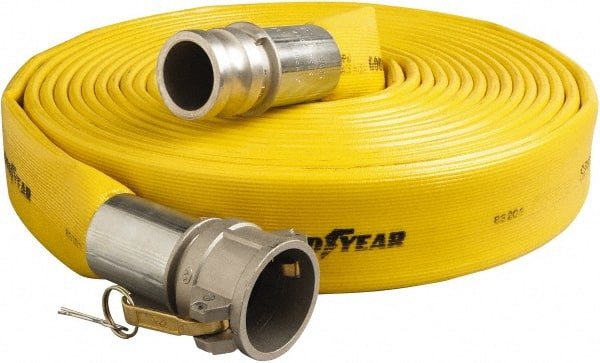 Alliance Hose & Rubber - 4" ID x 4.41 OD, 150 Working psi, Yellow Pliovic Hose, Lays Flat - 50' Long, -10 to 150°F - Exact Tooling