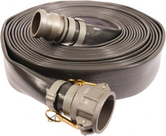 Continental ContiTech - 4" ID x 4.33 OD, 45 Working psi, Gray Pliovic Hose, Lays Flat - 50' Long, -10 to 150°F - Exact Tooling