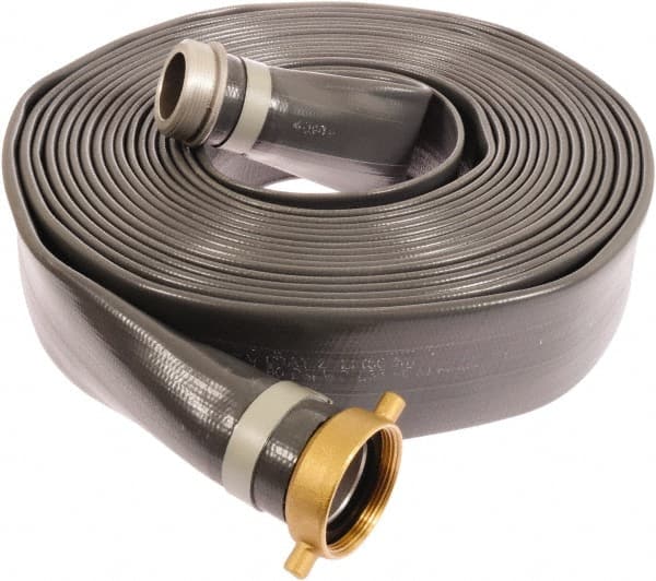 Continental ContiTech - 2" ID x 2.22 OD, 80 Working psi, Gray Pliovic Hose, Lays Flat - 25' Long, -10 to 150°F - Exact Tooling