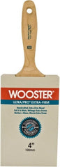 Wooster Brush - 4" Flat Synthetic Wall Brush - 3-15/16" Bristle Length, 6-1/4" Maple Beavertail Handle - Exact Tooling