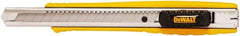 DeWALT - Snap Utility Knife - 1/4" Carbon Steel Blade, Yellow & Silver Plastic/Stainless Steel Handle, 1 Blade Included - Exact Tooling
