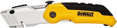 DeWALT - Fixed Folding Utility Knife - 2-1/2" Bi-Metal Blade, Yellow & Black Metal Handle, 1 Blade Included - Exact Tooling