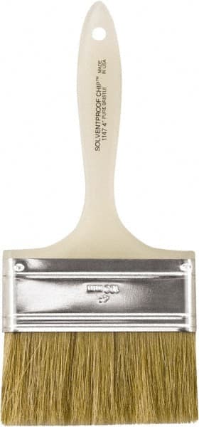 Wooster Brush - 4" Flat Hog Chip Brush - 1-15/16" Bristle Length, 5-5/8" Plastic Beavertail Handle - Exact Tooling