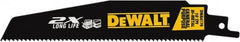 DeWALT - 6" Long x 1" Thick, High Speed Steel Reciprocating Saw Blade - Straight Profile, 10 TPI, Toothed Edge, Universal Shank - Exact Tooling