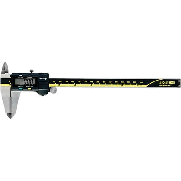 Mitutoyo - 0 to 8" Range 0.01mm Resolution, Electronic Caliper - Steel with 50mm Carbide-Tipped Jaws, 0.001" Accuracy - Exact Tooling