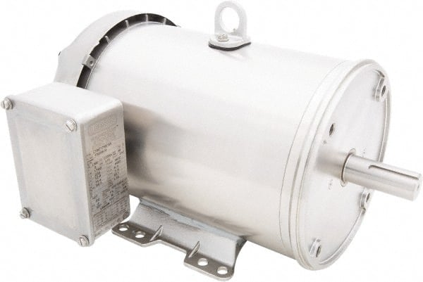 Leeson - 5 Max hp, 1,800 Max RPM, Premium Efficient Electric AC DC Motor - 230/460 V Input, Three Phase, 184TC Frame, C-Face with Base Mount, TEFC Enclosure - Exact Tooling
