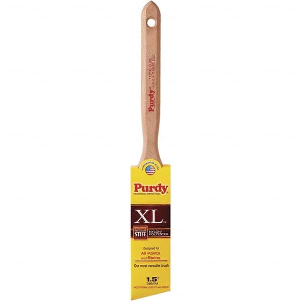 Purdy - 1-1/2" Angled Synthetic Trim Brush - 2-7/16" Bristle Length, 2-7/16" Wood Fluted Handle - Exact Tooling