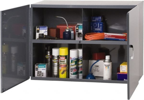 Durham - 1 Shelf Wall Storage Cabinet - Steel, 33-3/4" Wide x 12-7/8" Deep x 23-7/8" High, Gray - Exact Tooling
